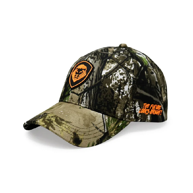 Beanies & Headbands for Frost Nights-Lion Shield Back Woods print Snapback hat