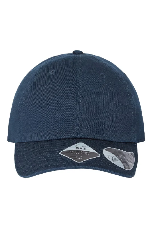 Mens hats for cold nights-Atlantis Headwear Mens Sustainable Adjustable Dad Hat - Navy Blue