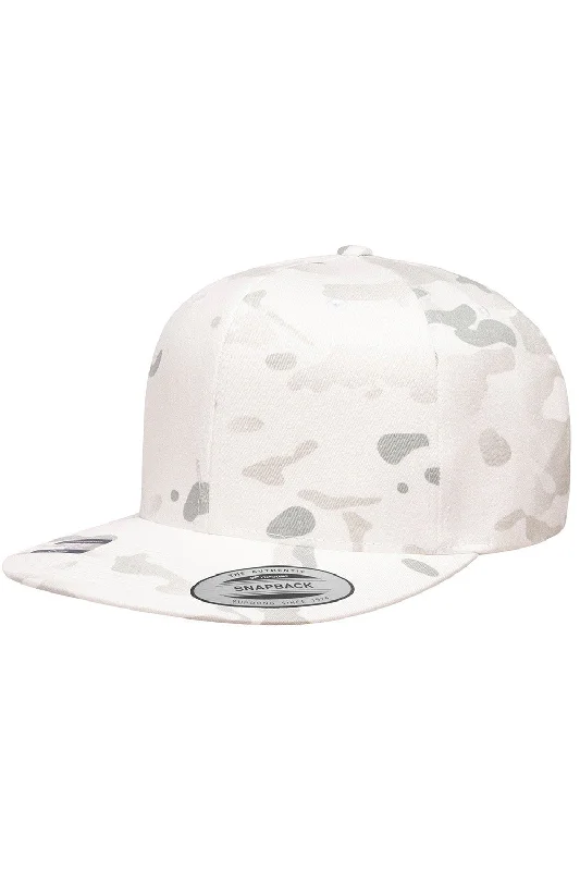 Mens hats for cold weather-Yupoong Mens Multicam Snapback Hat - Alpine White Multicam