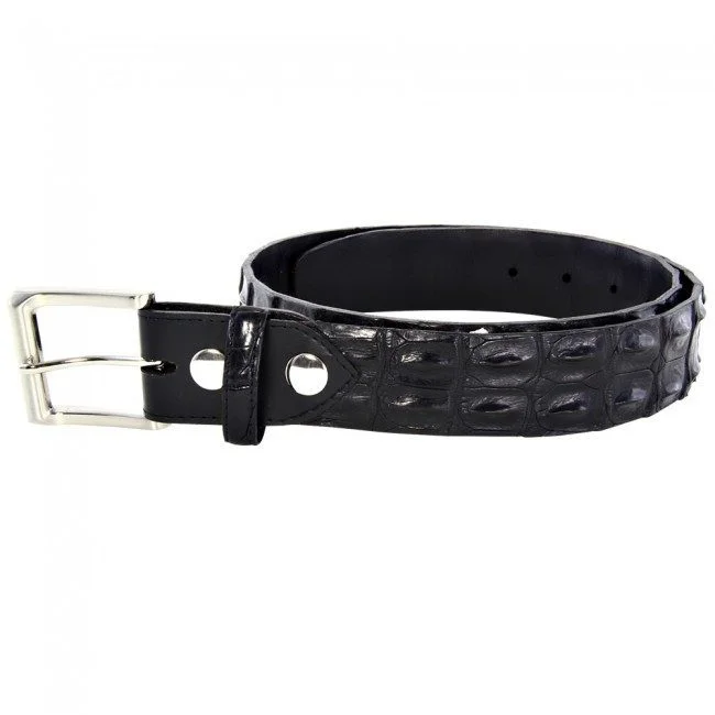 Beanies & Headbands with Cozy Fit-Genuine Hornback Crocodile Belt 38.5mm - Black