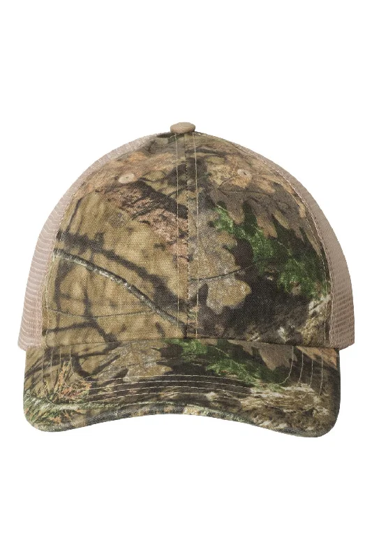 Mens hats with flexible fit-Kati Mens Camo Washed Mesh Adjustable Hat - Mossy Oak Country/Tan