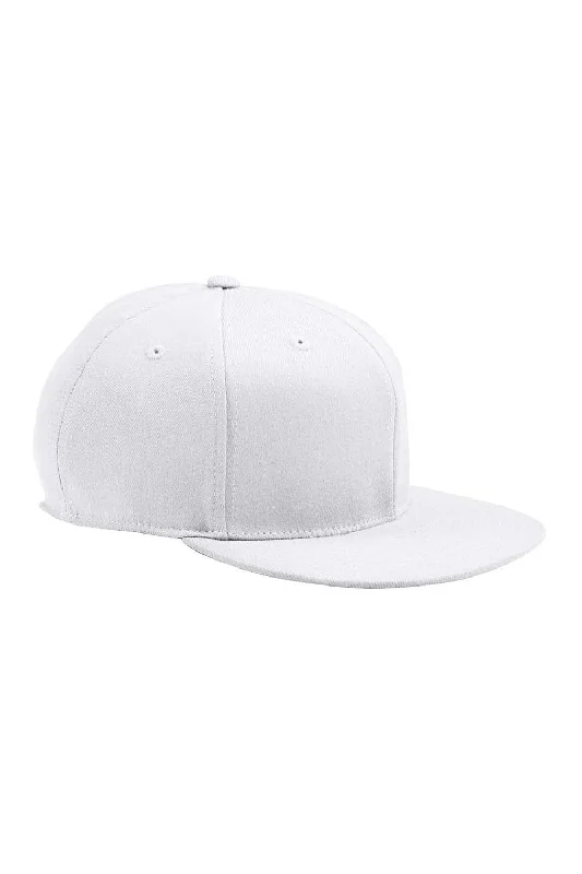 Mens hats for rainy evenings-Flexfit Mens Moisture Wicking Fitted Stretch Fit Hat - White