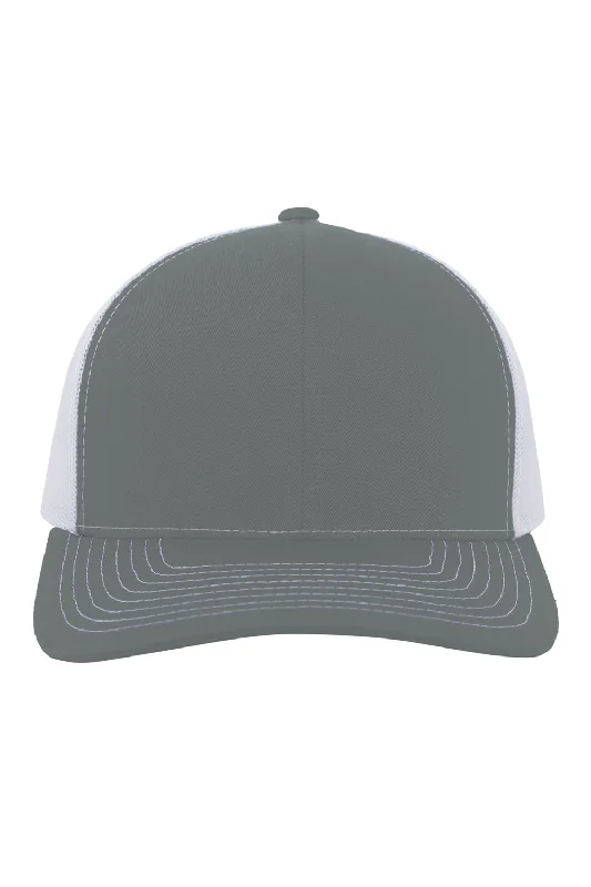 Mens hats with stylish prints-Pacific Headwear Mens Contrast Stitch Snapback Mesh Trucker Hat - Graphite Grey/White