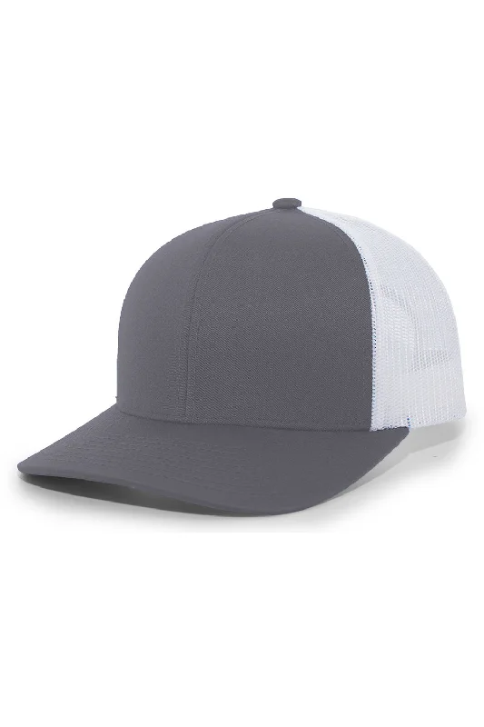 Mens hats for morning jogs-Pacific Headwear Mens Snapback Trucker Mesh Hat - Graphite Grey/White