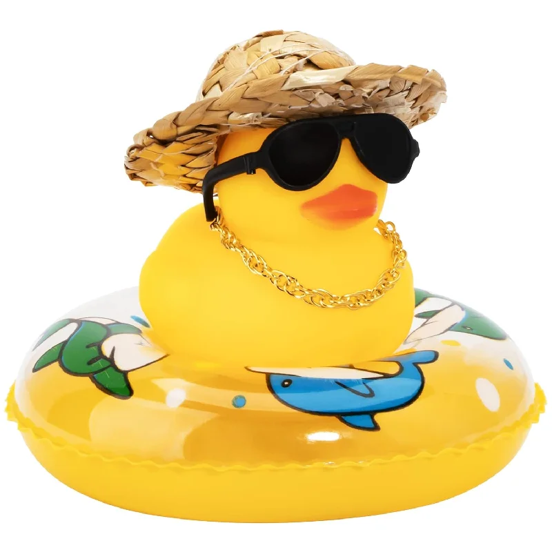 Sun hat for Instagram looks-Car Rubber Duck, Yellow Duck Decoration Dashboard With Sun Hat Swim Ring Ne