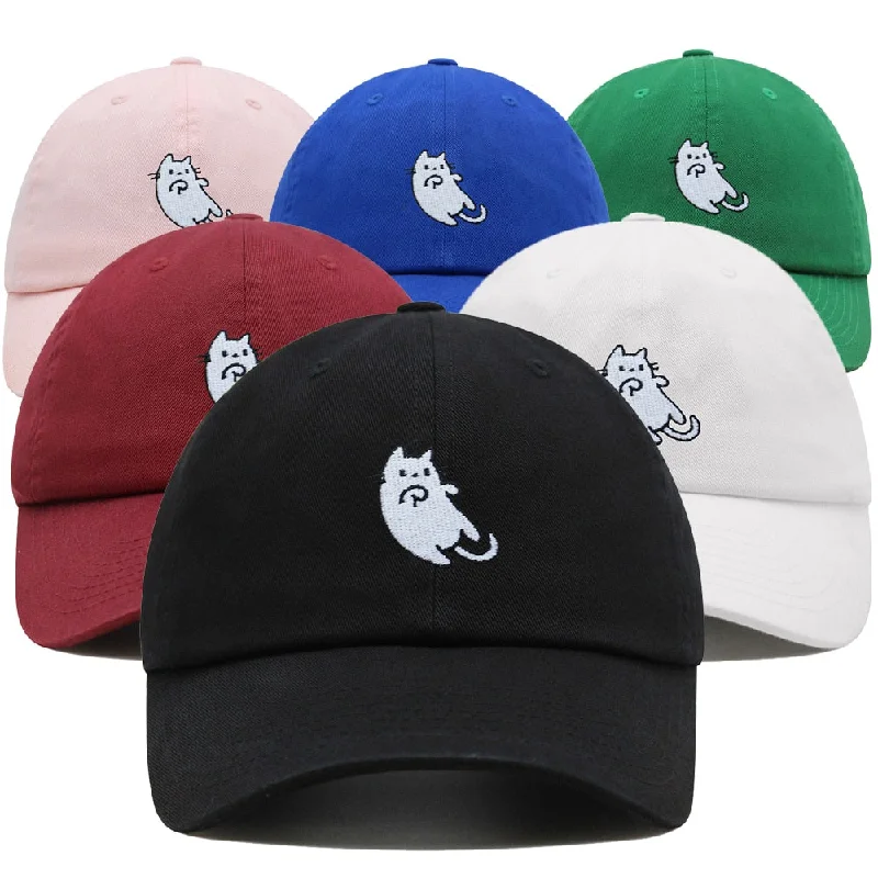 Sun hat for national pride-White Cat Dad Hat Embroidered Cartoon Kawaii Baseball Cap Adjustable Unisex Summer Sun Hats