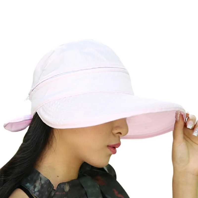 Sun hat for short hair-FakeFace Sun Protective Floppy Wide Brim Beach Travel Sun Hat Visor Sunhat Pink