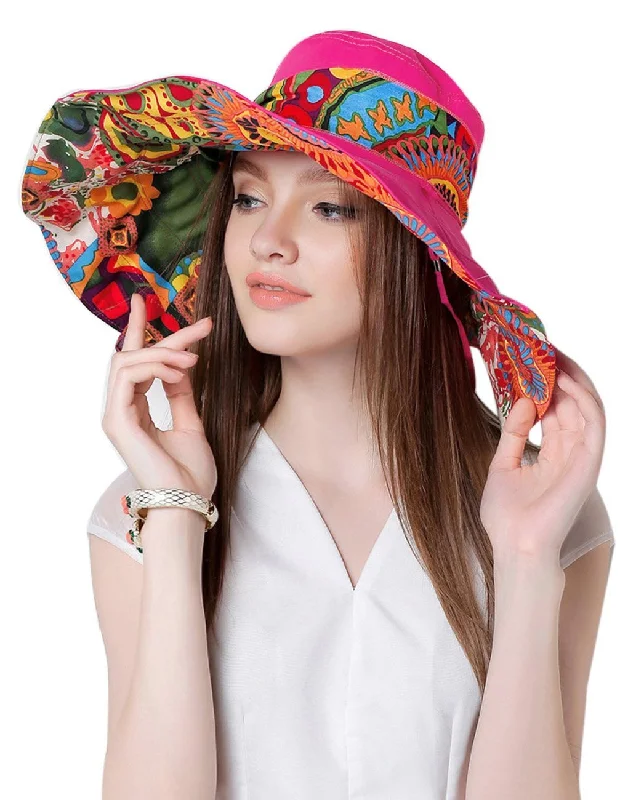 Sun hat for all trends-Fakeface Women Ladies Floral Large Brim Floppy Hat Foldable Anti-UV Summer Bucket Hat Holiday Travel Shopping Camping Beach Sun Hats Cap Topee UPF 50+ Rose