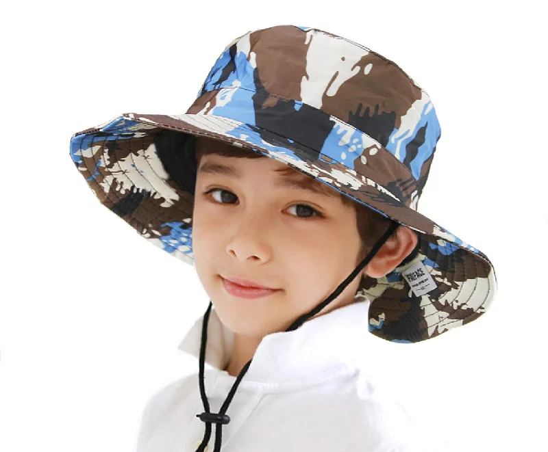 Sun hat for all wardrobes-Kids Toddler Girls Boys Camo Bucket Hat Anti-UV Sun Protection Foldable Cotton Boonie Hat Holiday School Picnic Beach Travel Flat Sun Hat 1-4 Yrs